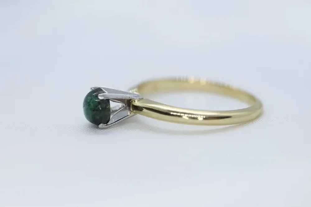 18k Green Agate Jade Jadeite ring. green cabochon… - image 3