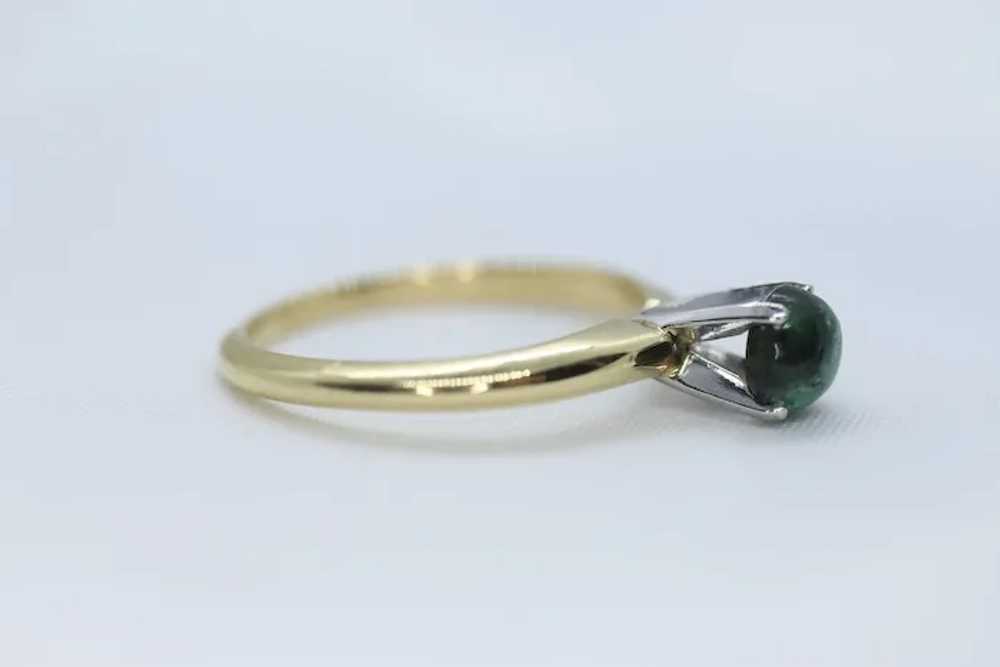 18k Green Agate Jade Jadeite ring. green cabochon… - image 4