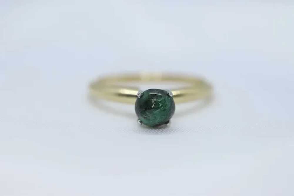 18k Green Agate Jade Jadeite ring. green cabochon… - image 5