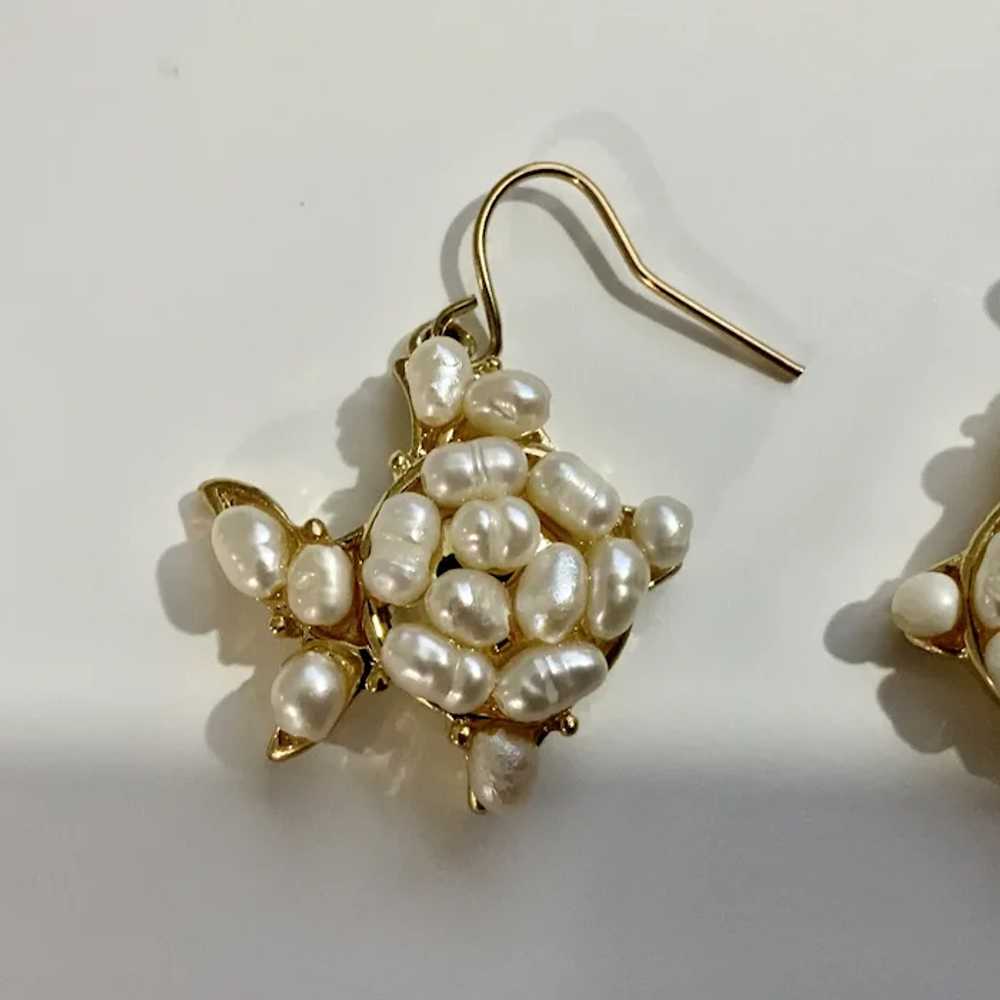 Little Seed Pearl Gold Tone Tropical Fish Earrings - image 2