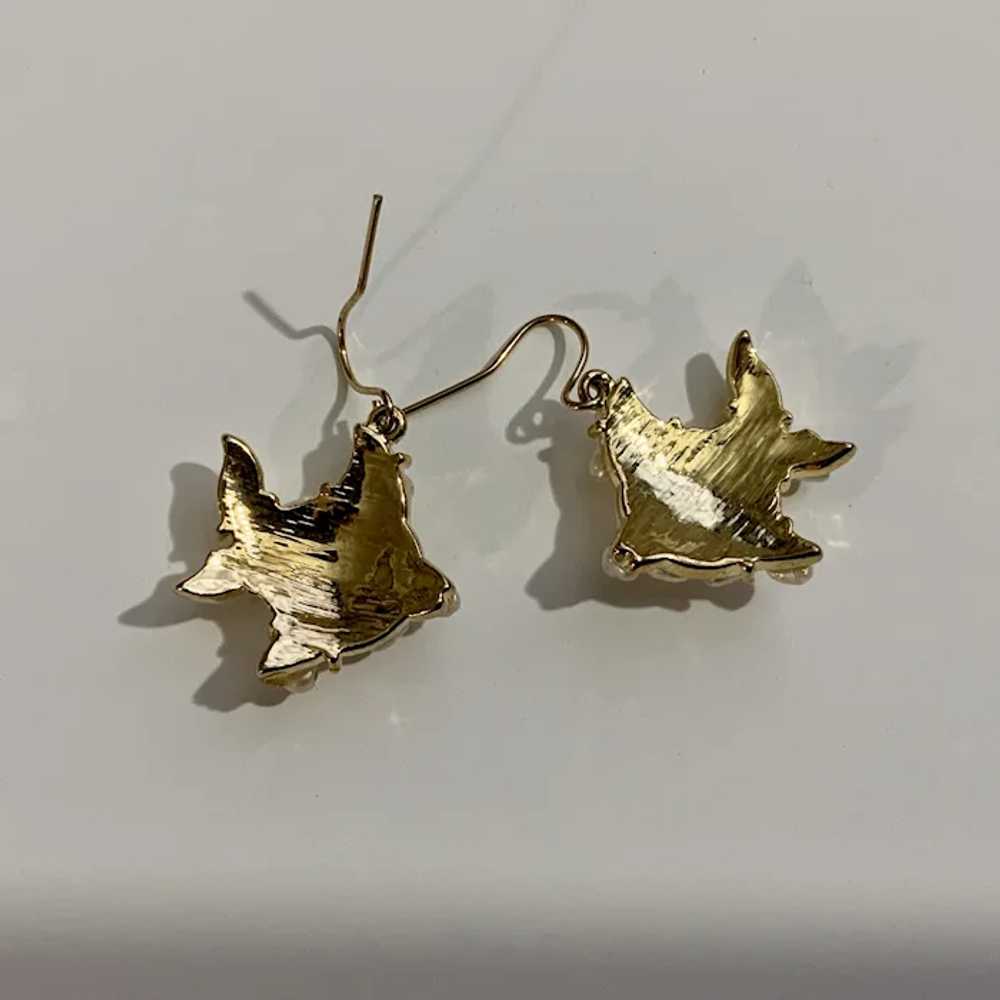 Little Seed Pearl Gold Tone Tropical Fish Earrings - image 5