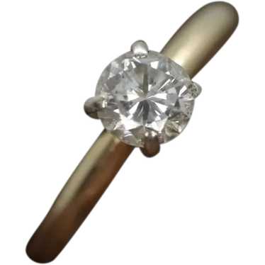 14k Round Diamond Solitaire Ring . Petite 0.28ct … - image 1