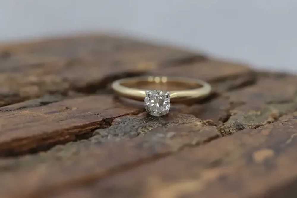 14k Round Diamond Solitaire Ring . Petite 0.28ct … - image 2