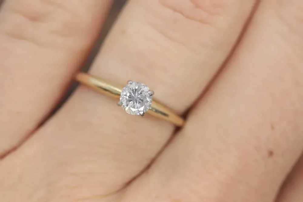 14k Round Diamond Solitaire Ring . Petite 0.28ct … - image 4