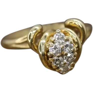 Diamond Cluster Ring. 14k yellow gold Engagement … - image 1