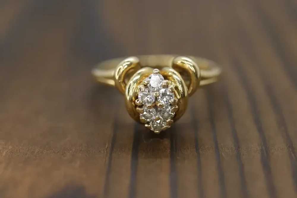 Diamond Cluster Ring. 14k yellow gold Engagement … - image 3