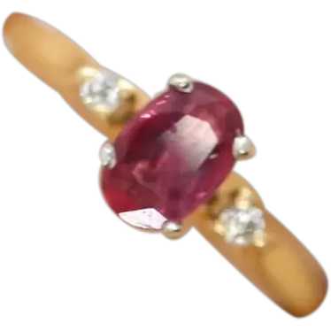 Natural Ruby Diamond Ring. 14k Ruby Solitaire enga