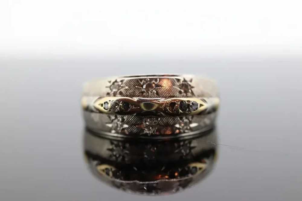 Antique DIAMOND Star bezel set ring. 14k Multi-Co… - image 3