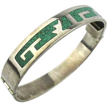 Taxco 925 Sterling Turquoise Chip Inlay Bracelet - image 1