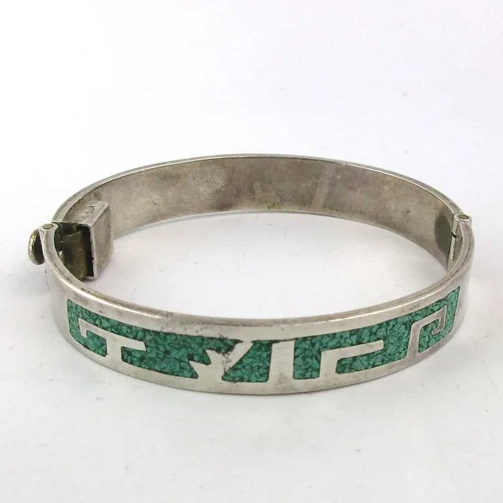 Taxco 925 Sterling Turquoise Chip Inlay Bracelet - image 4