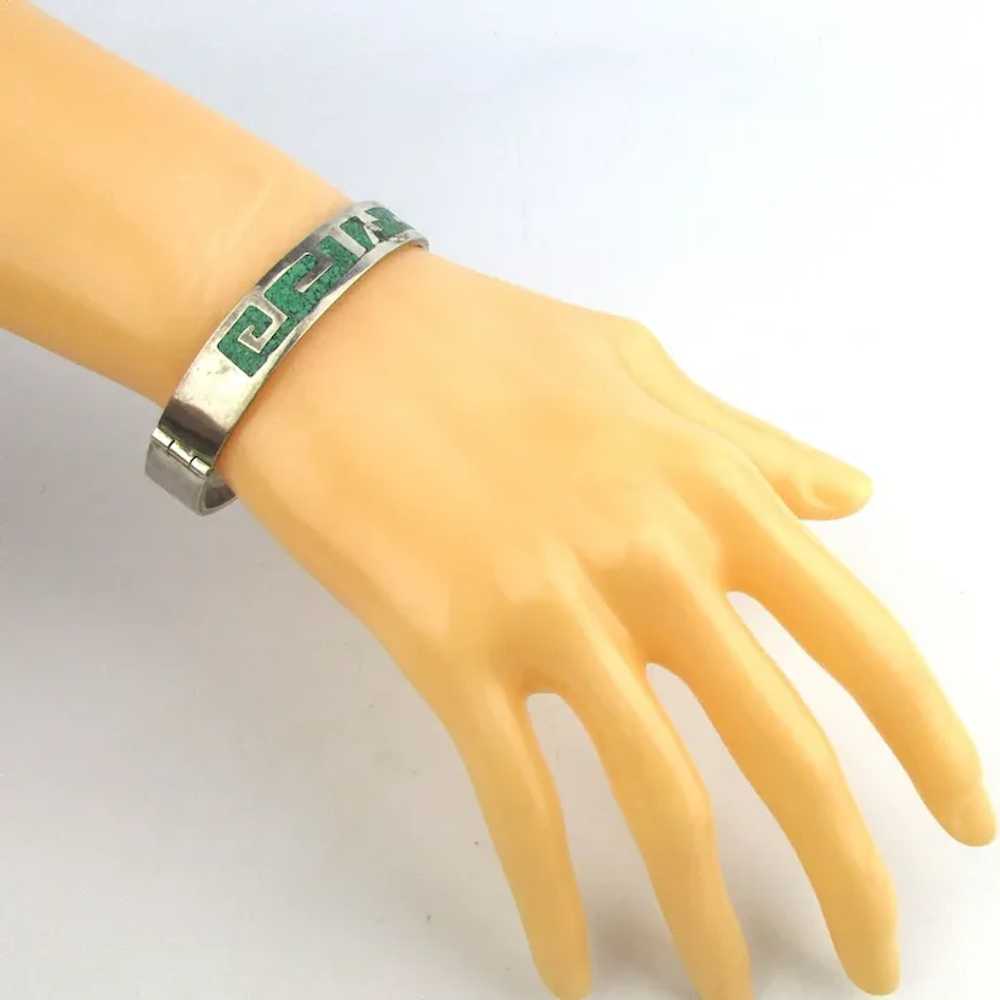 Taxco 925 Sterling Turquoise Chip Inlay Bracelet - image 8