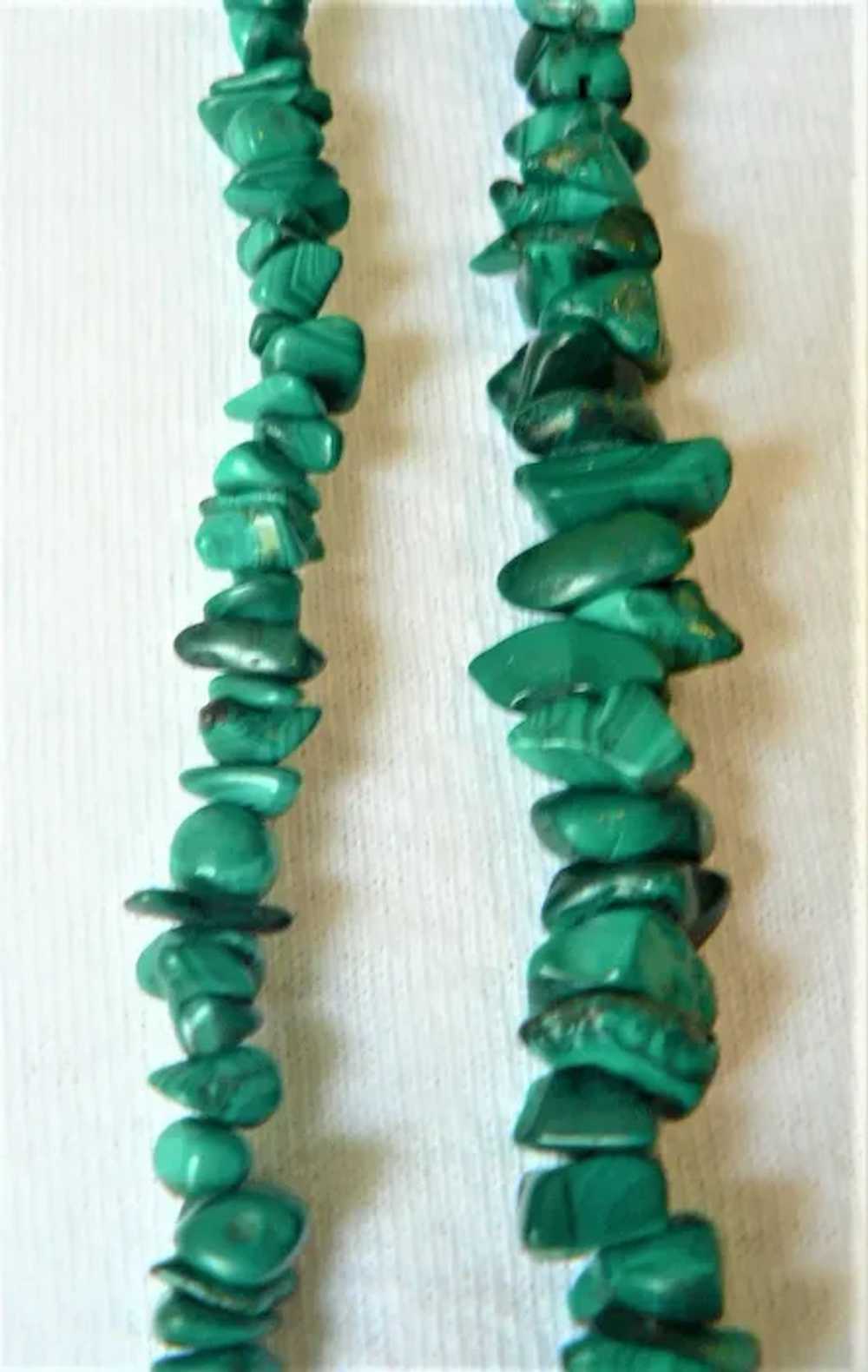 Vtg. Malachite Gemstone Nugget Bead Necklace - image 5