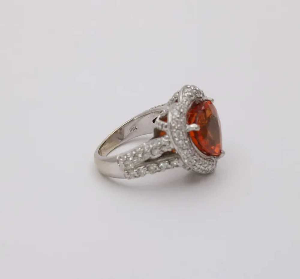 Mandarin Garnet and Diamond Heart-Shaped 14K Gold… - image 3