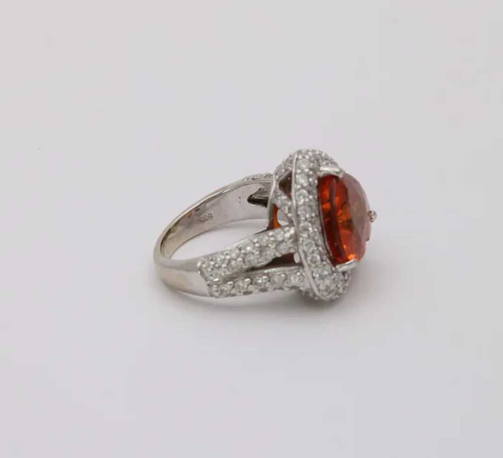 Mandarin Garnet and Diamond Heart-Shaped 14K Gold… - image 5