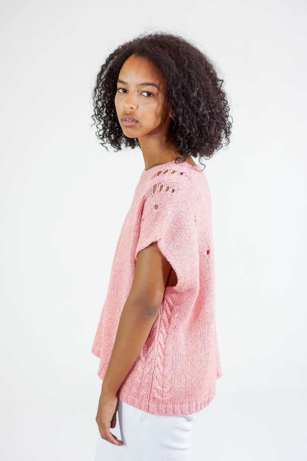 Raquel Allegra Pink Merino Wool Distressed Knit V… - image 6