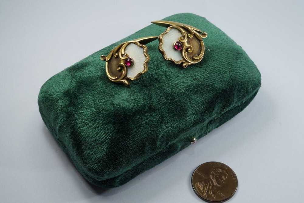 Bespoke 14k Gold Art Nouveau Antique Russian Ruby… - image 10