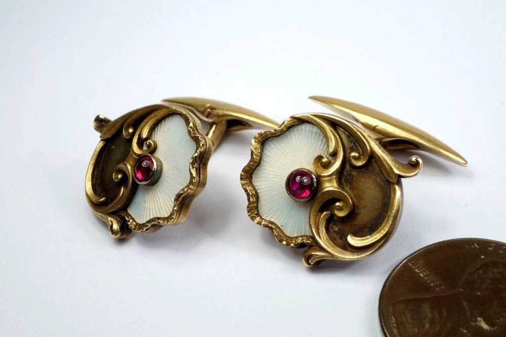Bespoke 14k Gold Art Nouveau Antique Russian Ruby… - image 9