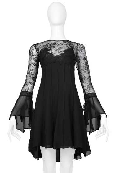 LOLITA LEMPICKA BLACK SILK & LACE COCKTAIL DRESS 1