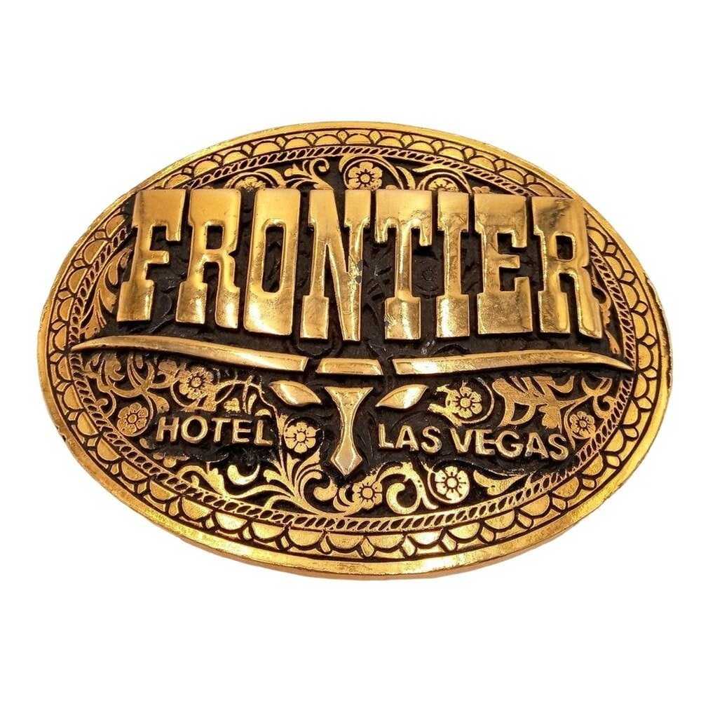 Vintage Frontier Las Vegas Belt Buckle Longhorn W… - image 1
