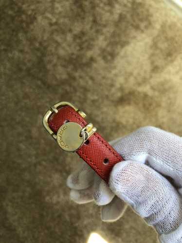 Prada Prada red leather logo bracelet