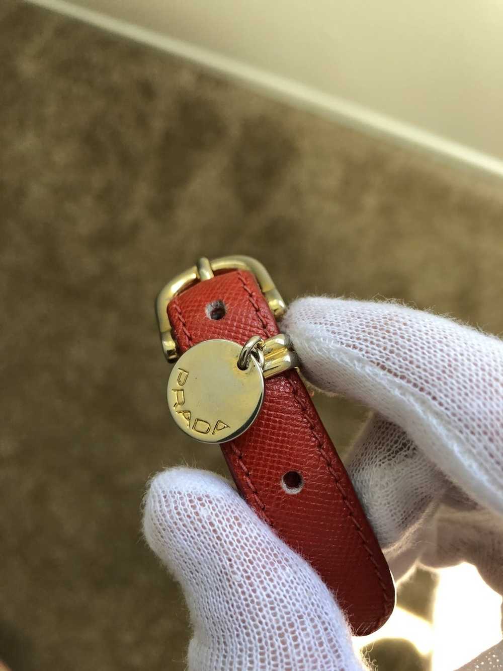 Prada Prada red leather logo bracelet - image 2