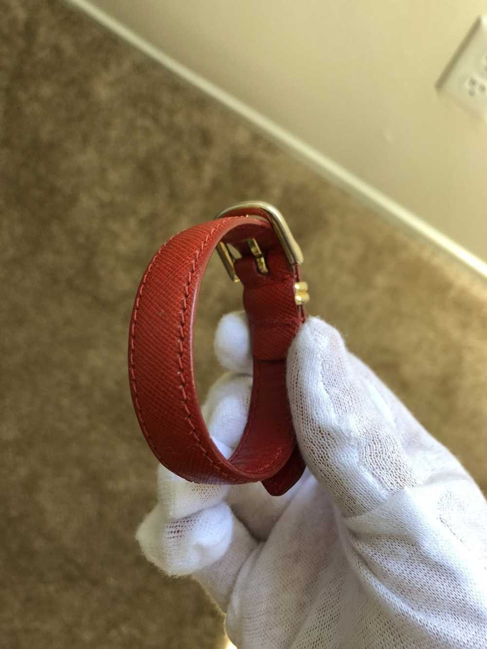 Prada Prada red leather logo bracelet - image 4