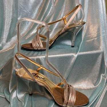 Vintage Vintage 70’s Lucite Pumps Gold Cross Over… - image 1