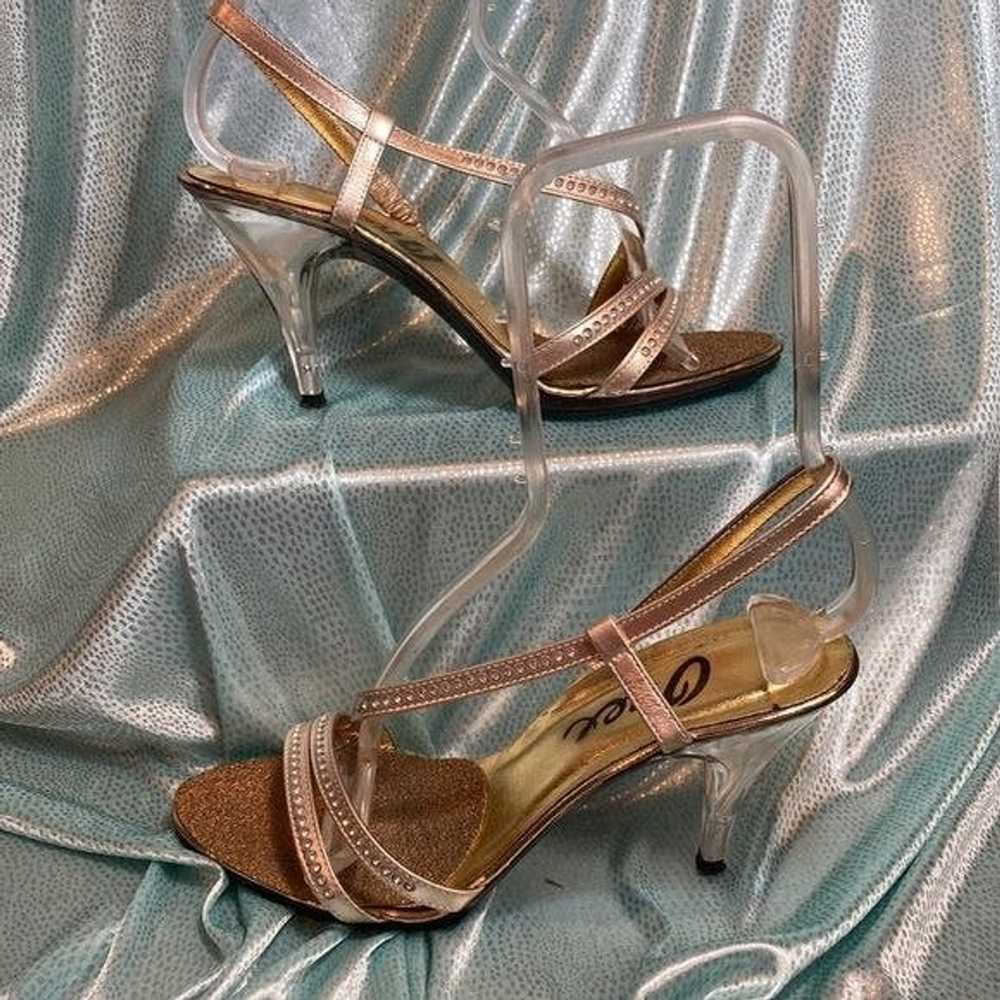 Vintage Vintage 70’s Lucite Pumps Gold Cross Over… - image 2