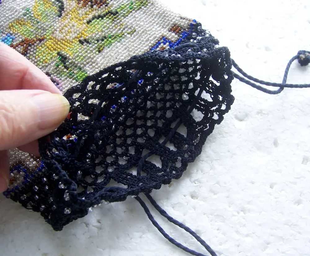 Beaded Art Deco purse reticule style crocheted an… - image 4