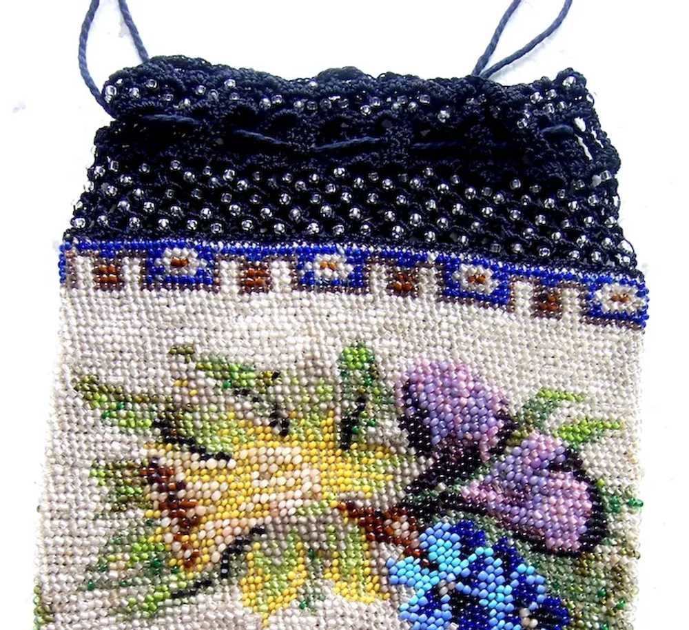 Beaded Art Deco purse reticule style crocheted an… - image 5