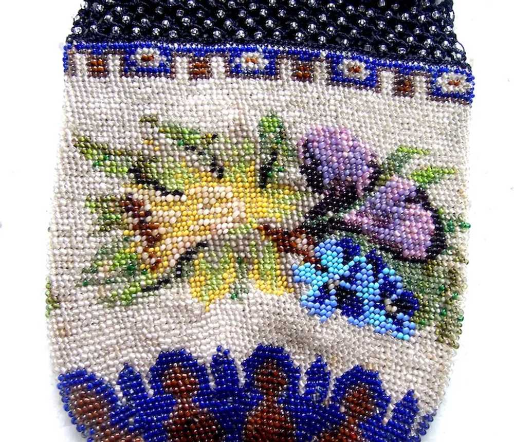 Beaded Art Deco purse reticule style crocheted an… - image 7
