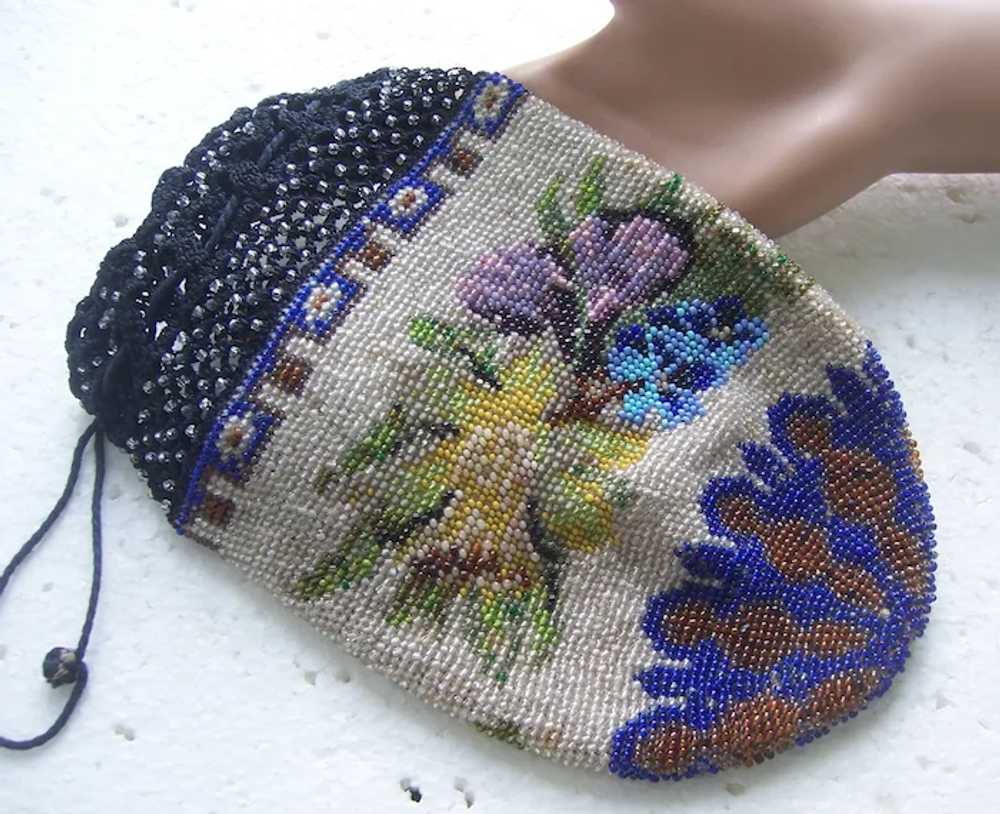 Beaded Art Deco purse reticule style crocheted an… - image 8