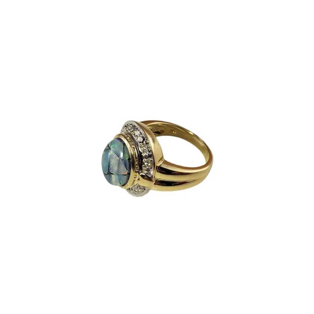 Vintage 14 Karat Yellow Gold Opal Triplet and Dia… - image 2