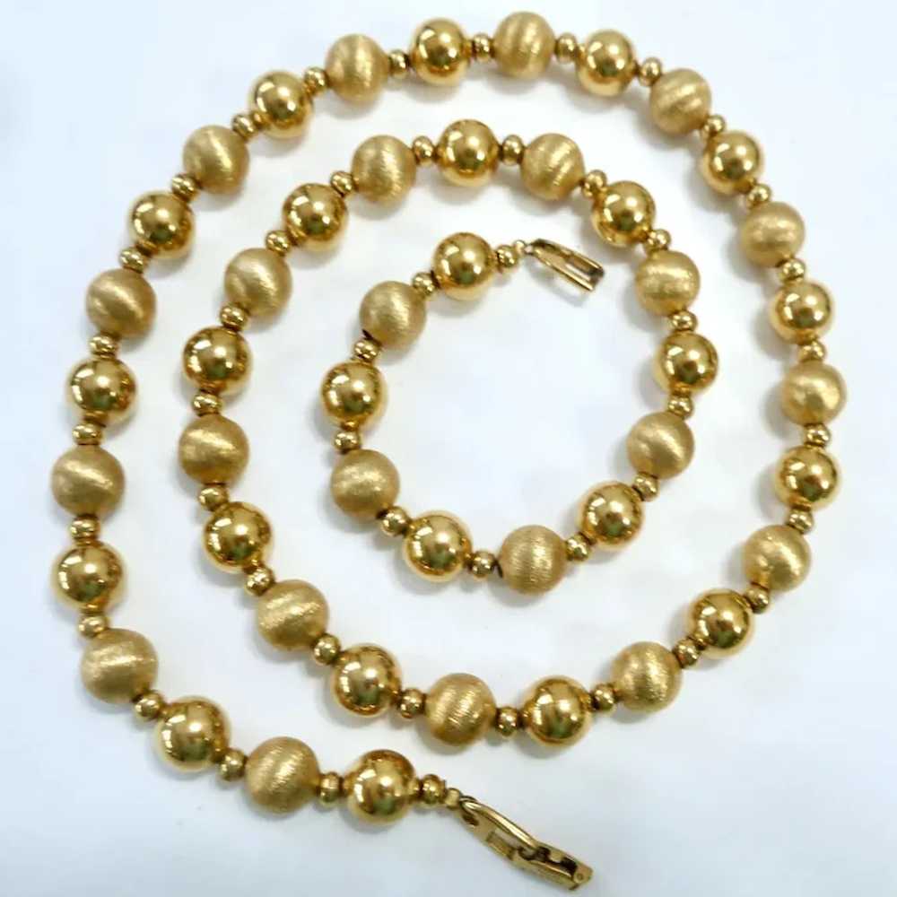 Vintage Napier Gold Tone Bead Necklace Shiny & Sa… - image 2