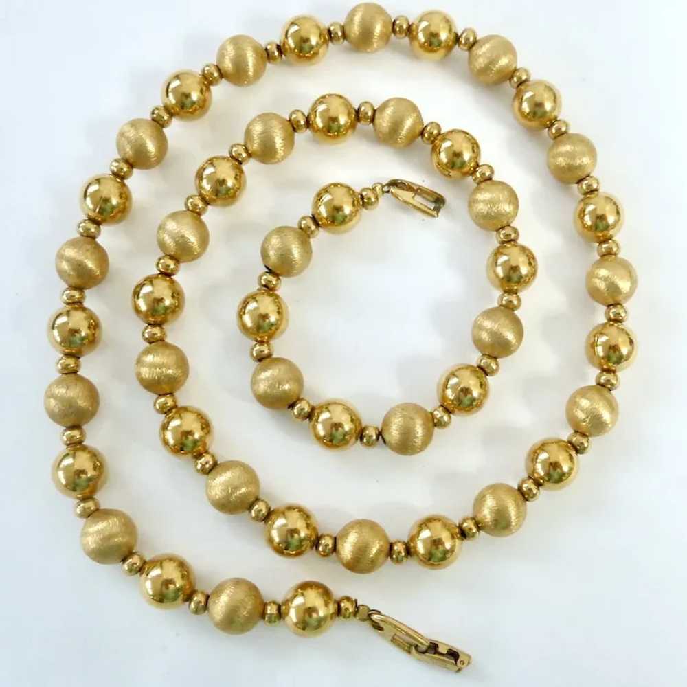 Vintage Napier Gold Tone Bead Necklace Shiny & Sa… - image 3