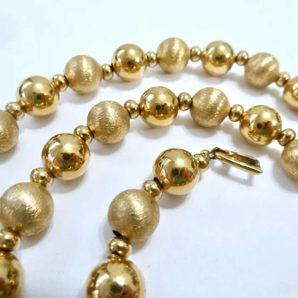 Vintage Napier Gold Tone Bead Necklace Shiny & Sa… - image 4