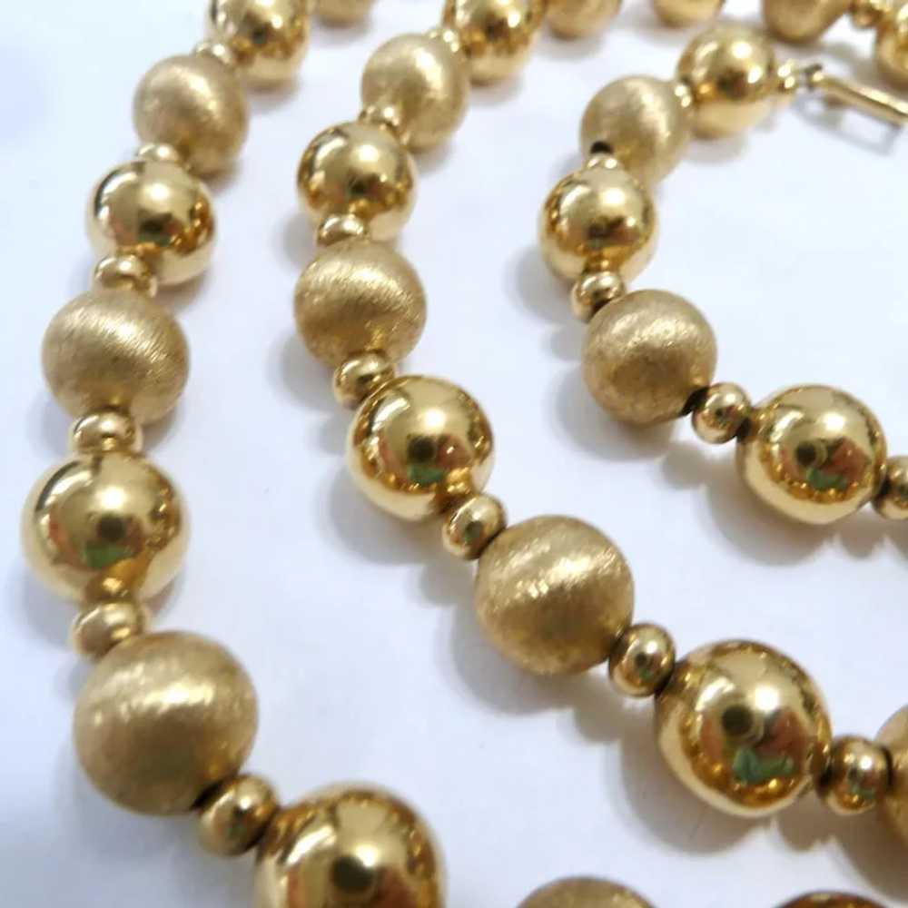 Vintage Napier Gold Tone Bead Necklace Shiny & Sa… - image 5