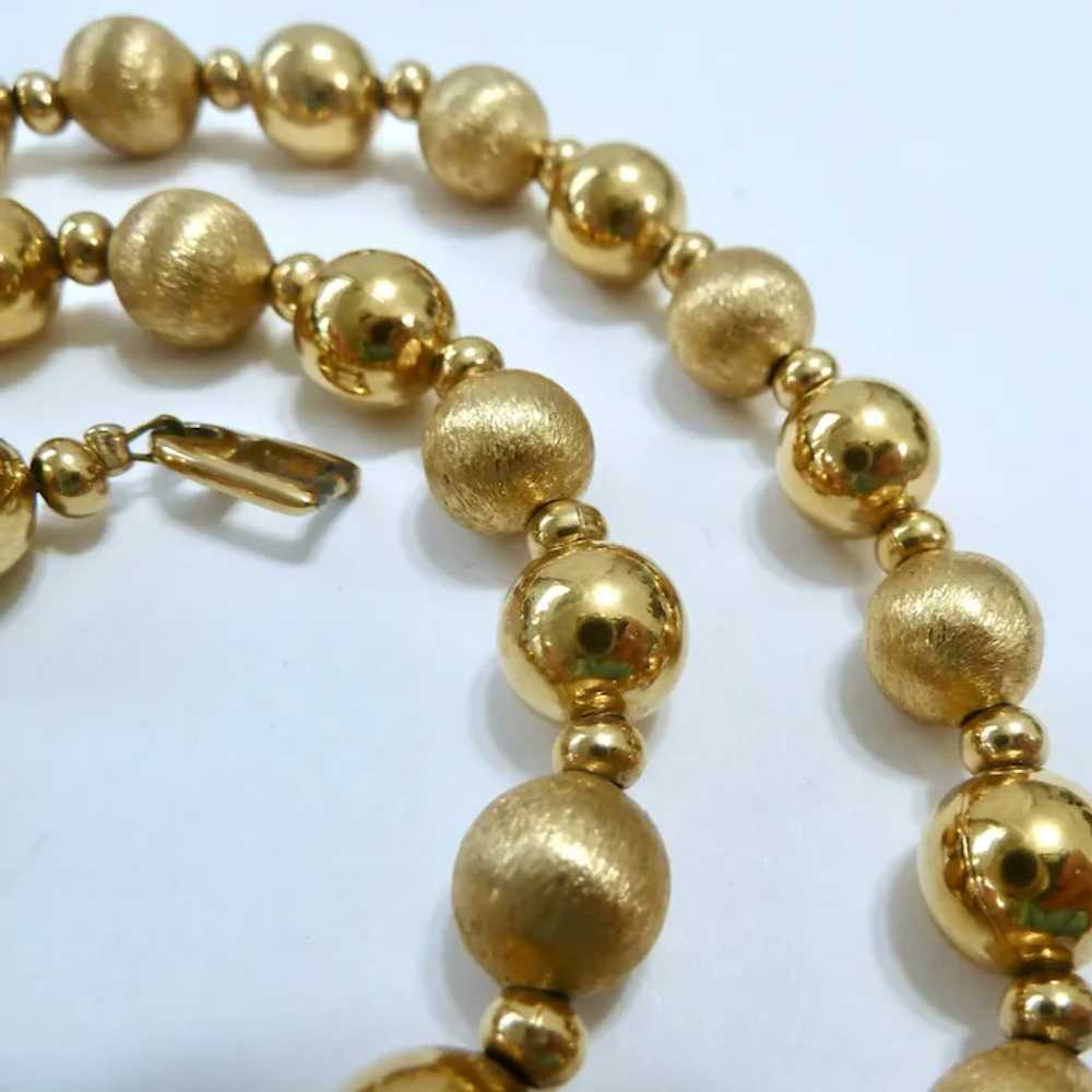 Vintage Napier Gold Tone Bead Necklace Shiny & Sa… - image 6