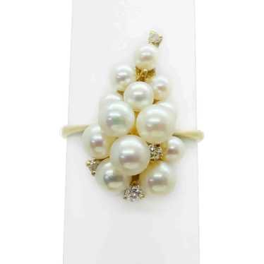 Saltwater Pearl Bubble Cluster & Diamond Accent B… - image 1