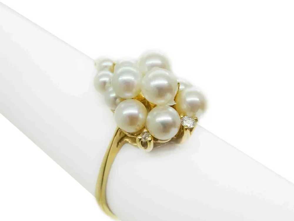 Saltwater Pearl Bubble Cluster & Diamond Accent B… - image 2