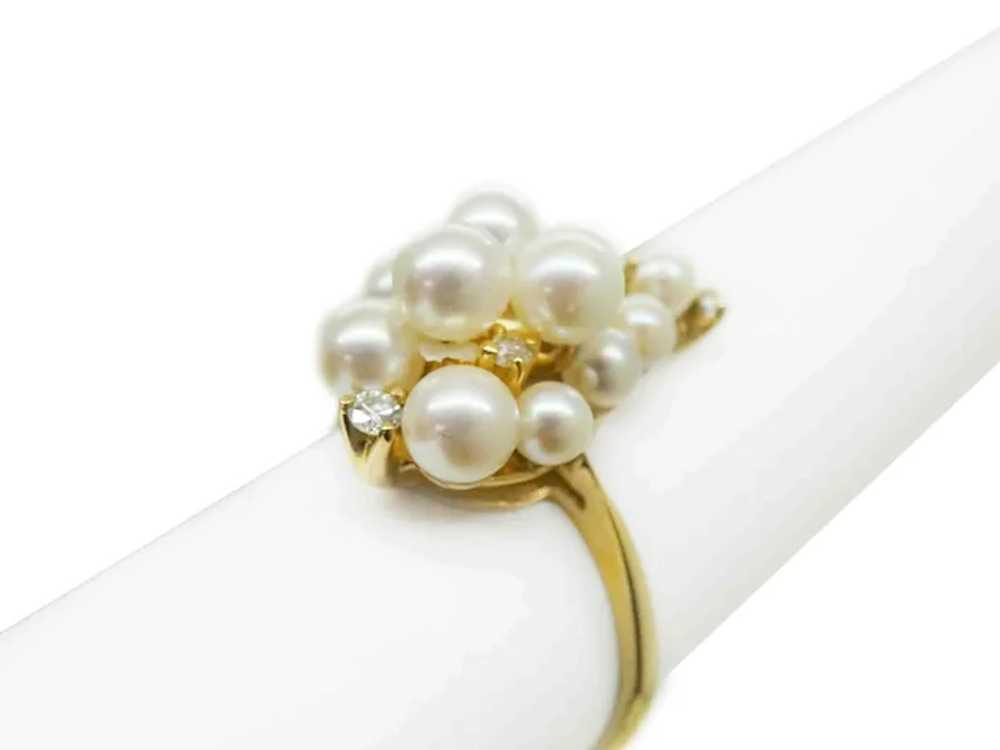 Saltwater Pearl Bubble Cluster & Diamond Accent B… - image 3