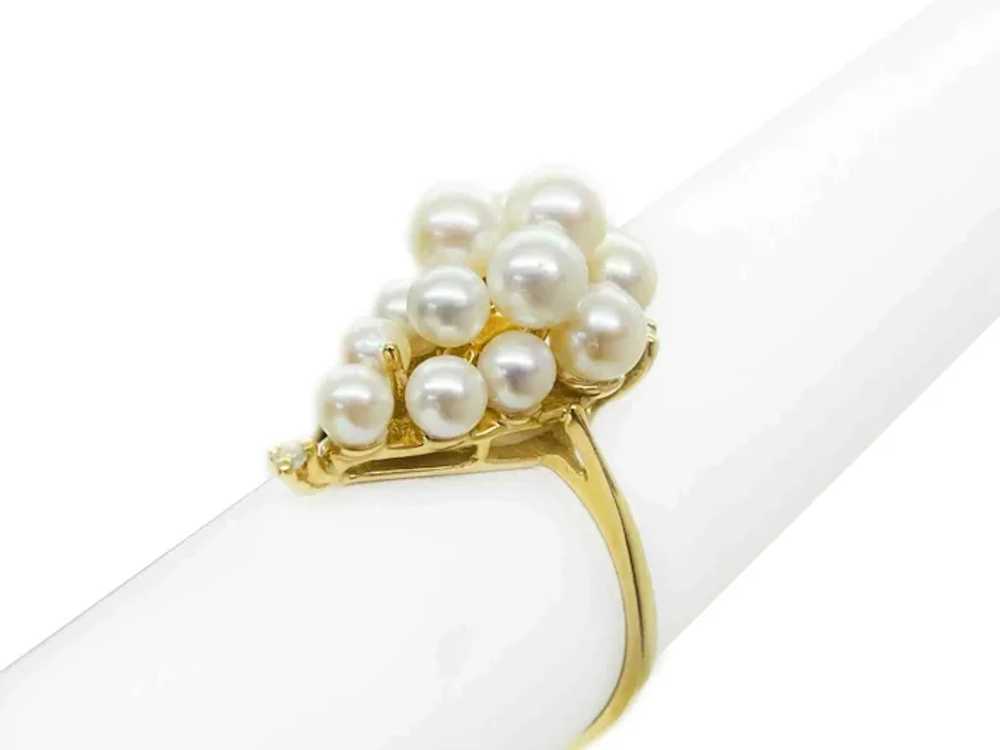 Saltwater Pearl Bubble Cluster & Diamond Accent B… - image 5