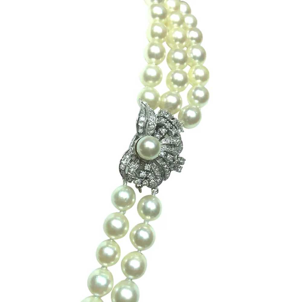14k White Gold Diamond Pearl Necklace - image 3