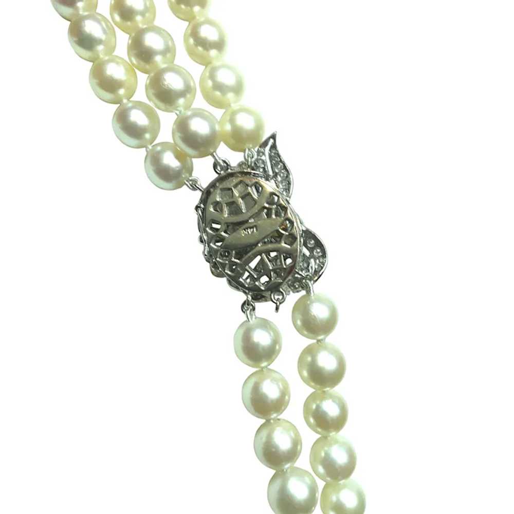 14k White Gold Diamond Pearl Necklace - image 4