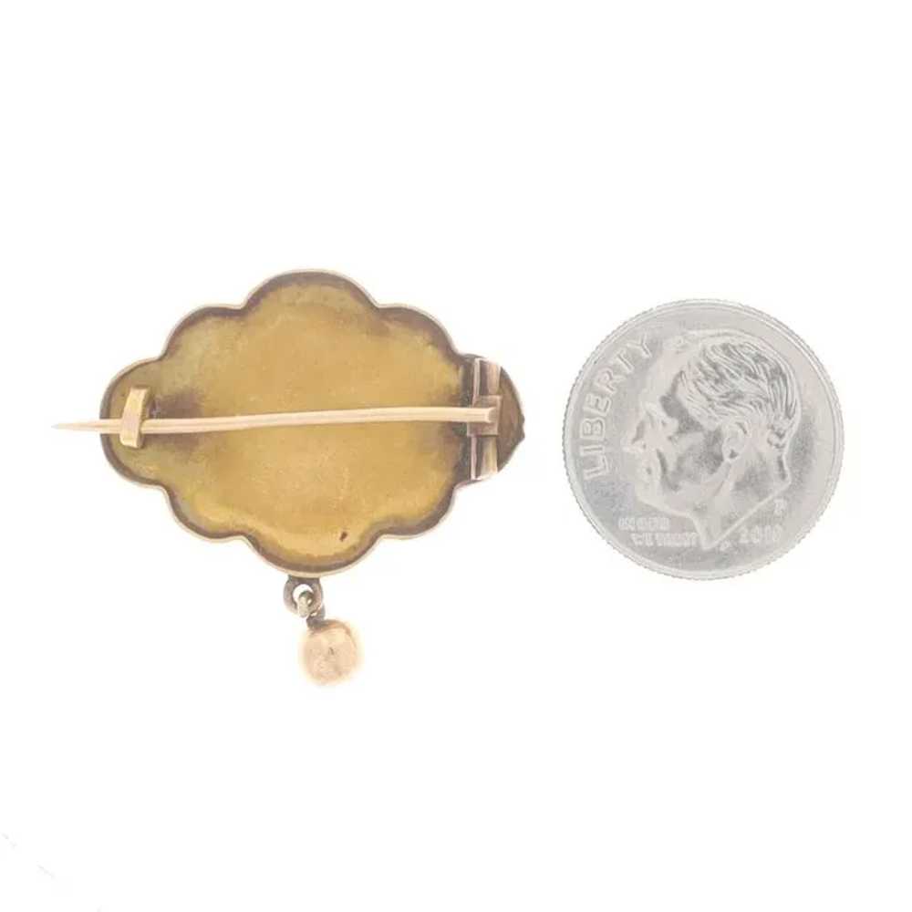 Yellow Gold Victorian Shield Dangle Brooch - 14k … - image 3