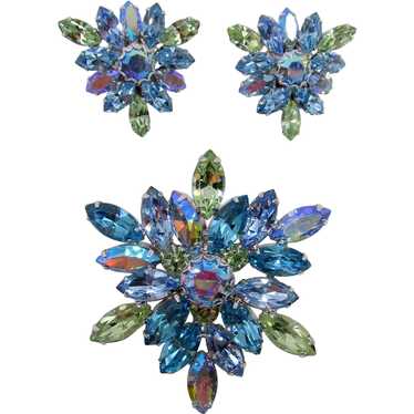 Exceptional Weiss Blue Green Pastel Rhinestone Br… - image 1