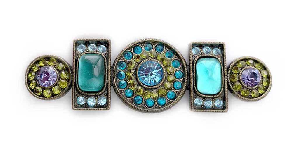 Poggi Paris Jeweled Deco Gothic Style Brooch - image 2