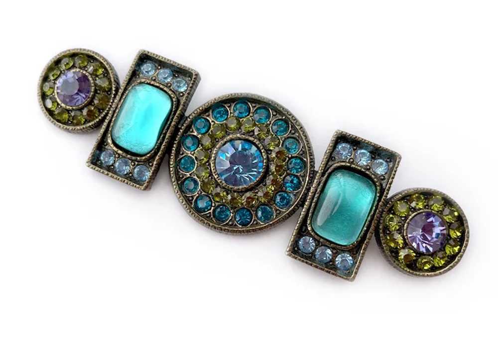 Poggi Paris Jeweled Deco Gothic Style Brooch - image 3