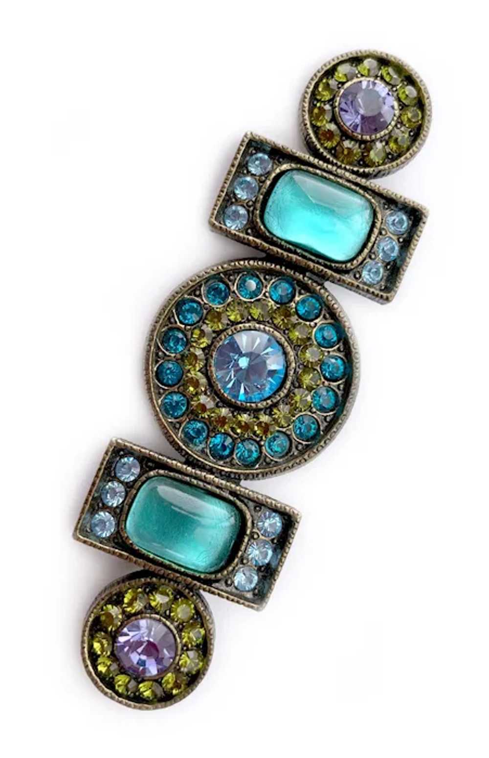 Poggi Paris Jeweled Deco Gothic Style Brooch - image 4