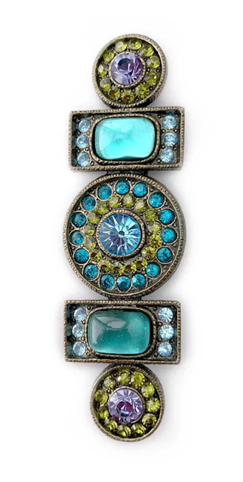 Poggi Paris Jeweled Deco Gothic Style Brooch - image 5